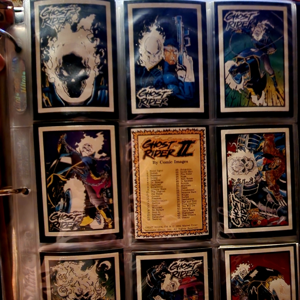1992 Marvel ghost rider cards some glow in the dark..